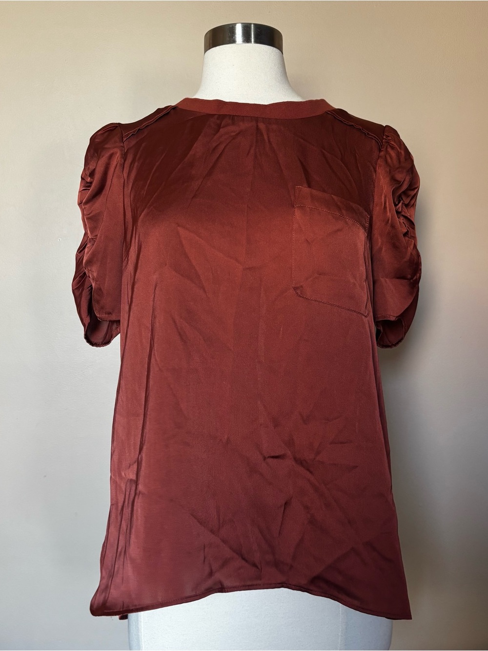 DR2 Orange Ruffle-Sleeve Blouse